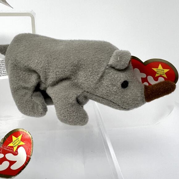 Ty Beanie Babies Iggy The Iguana, Rex The Tyrannosaurus, Spunky Dog, Rhinoceros - Picture 4 of 16